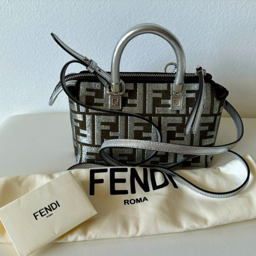 FENDI *NEW* Jacquard FF Mini Top HandleBag with Removable Crossbody Strap